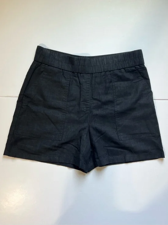 RW&CO Black High Rise Elastic Waist Linen Blend Shorts Size Small Quiet Luxury - Picture 7 of 12